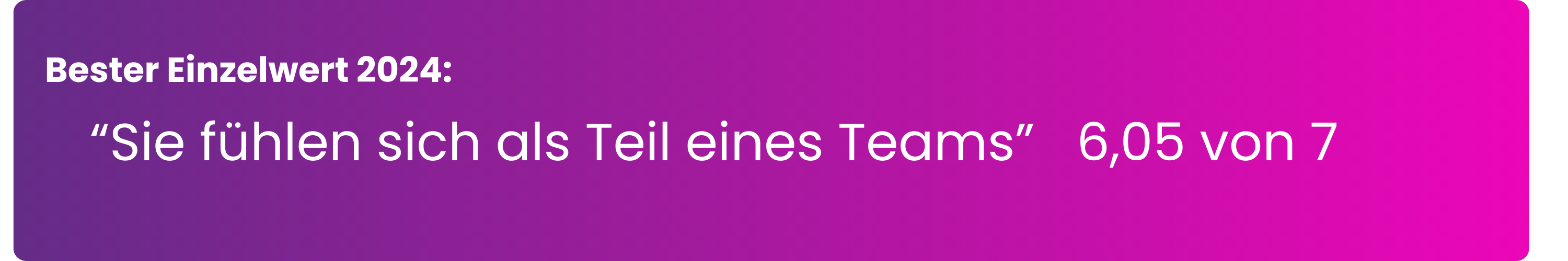 Bester Einzelwert HYPO NOE Landesbank für Niederösterreich & Wien AG 2024: "Sie fühlen sich als Teil eines Teams" – 6,05 von 7 Punkten. Gemessen nach dem standardisierten EX Champions Messverfahren, 378 Teilnehmende, Mittleres Unternehmen, Bank/Finanzen, St. Pölten, Niederösterreich, Österreich.