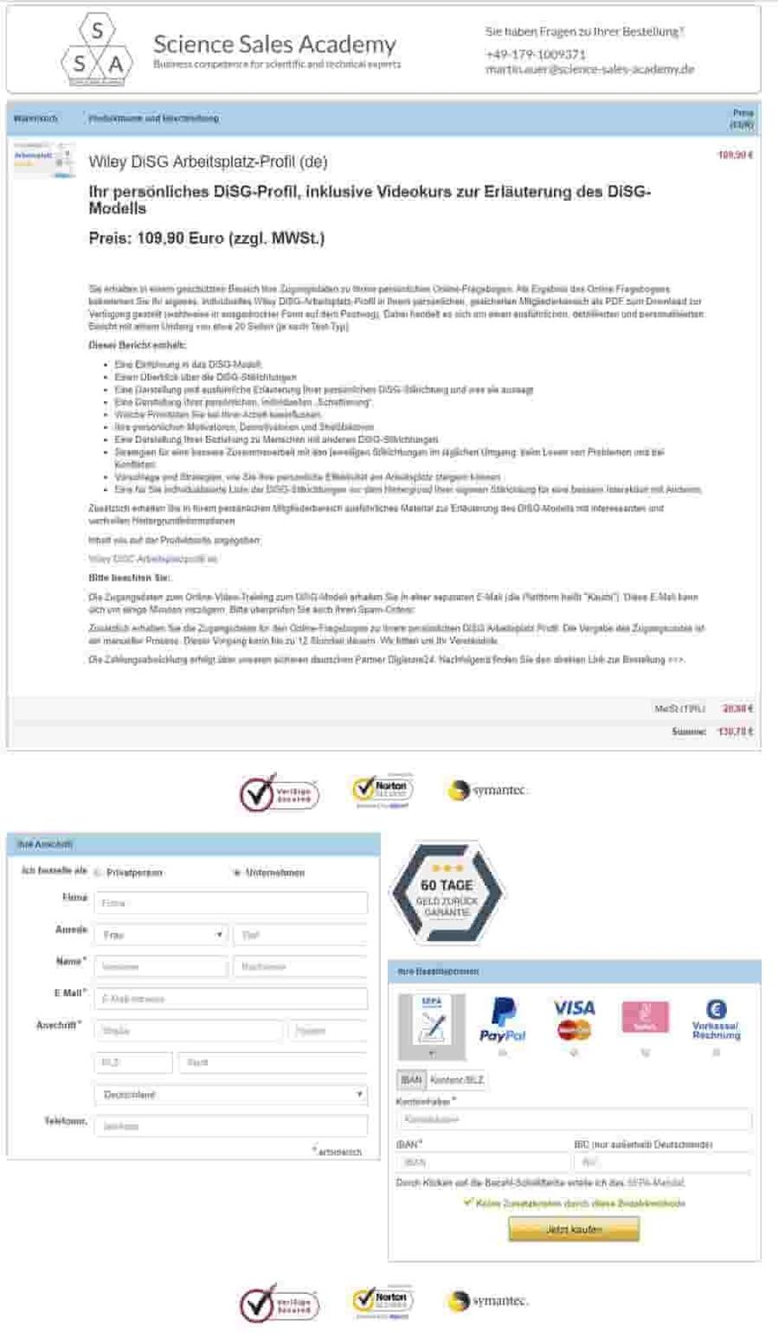 Bestellformular Science Sales Academy