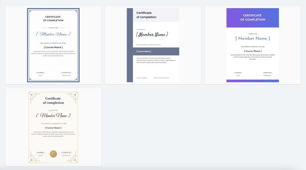 Aktuelle Vorlagen für die Zertifikate