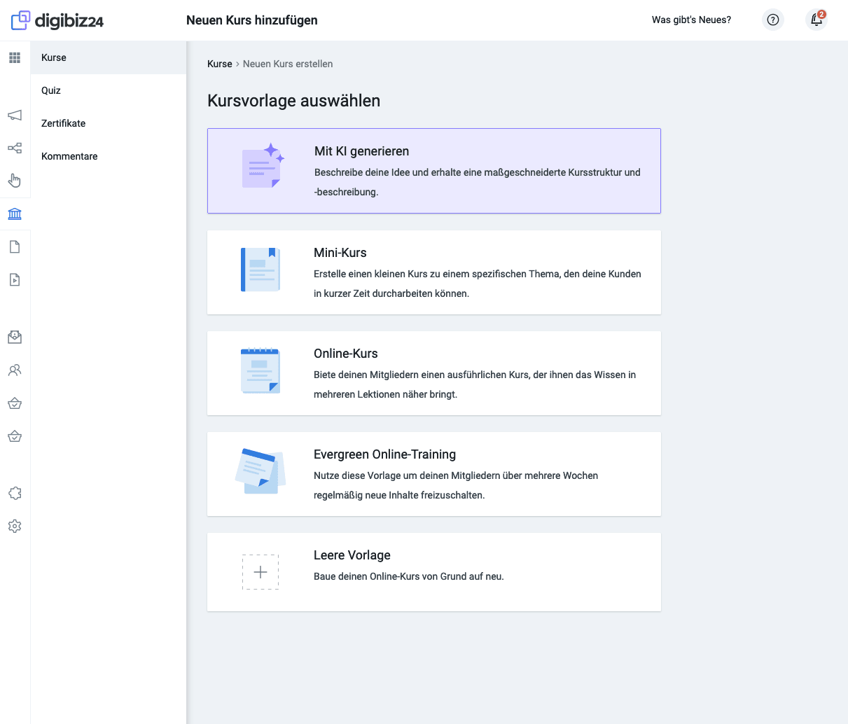 Online-Kurs erstellen inkl. KI-Assistent