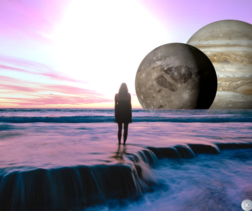 Planet Saturn mit Frau
