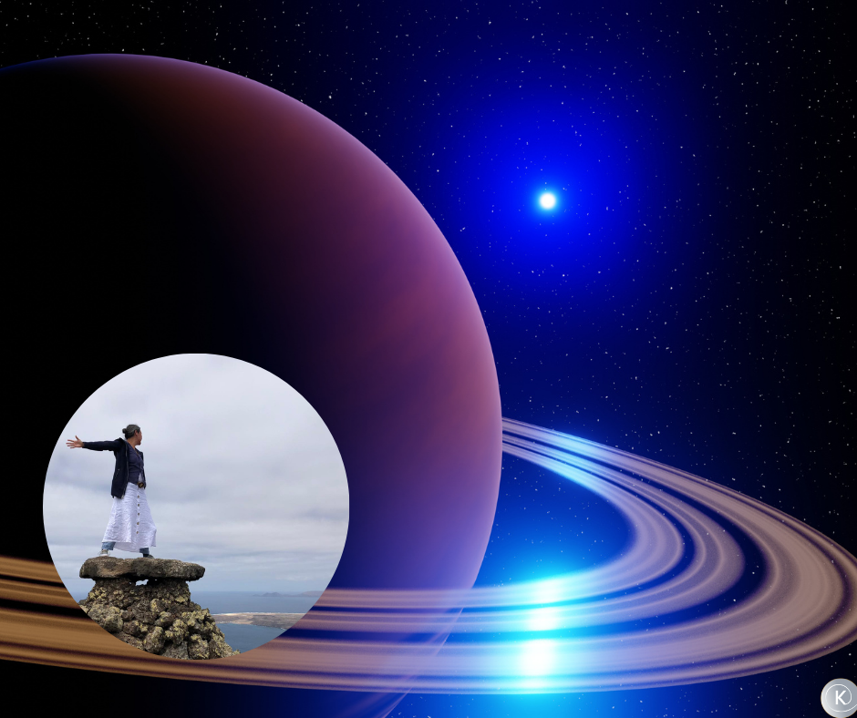 Planet Saturn mit Frau