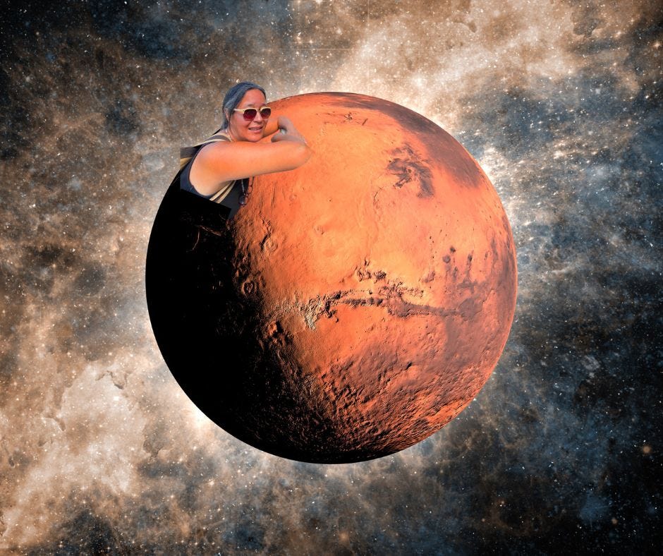 Frau betrachtet Jupiter