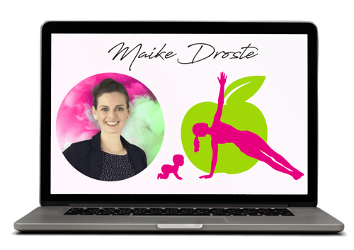 Laptop mit Powerfrau, Mein Körper , Mami Vital und Body Aktiv Programm