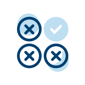 Ein Häkchen und drei Kreuze