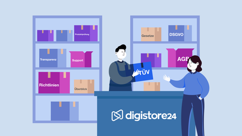 Frau nimmt Verbraucherschutzrichtlinien von Digistore24 entgegen