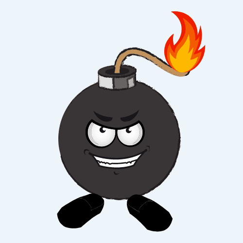 Comic-Bild einer entzündeten Bombe