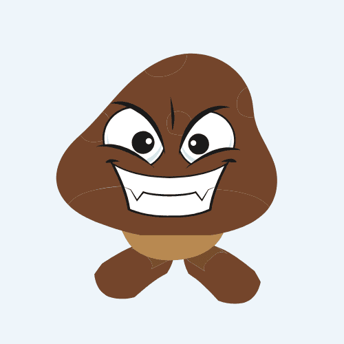 Comic-Bild eines Pilzes mit Fangzähnen.