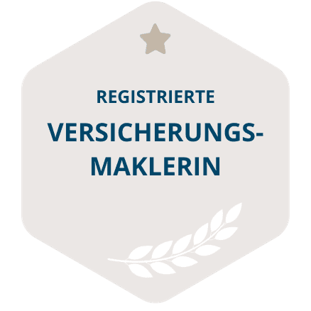 Ein Qualifikations-Siegel mit dem Titel Registrierte Versicherungsmaklerin.