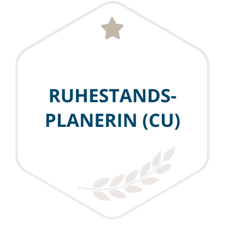 Ein Qualifikations-Siegel mit dem Titel Ruhestandsplanerin (CU).