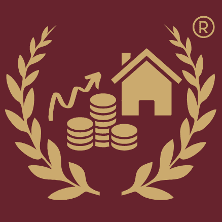 Das Icon von Sandra Katarzyna Lekarczyk zeigt den Umriss einer Münze, auf dem ein Haus und drei unterschiedlich hohe Stapel Münzen mit einem darüber liegenden, blitzartig nach oben gerichteten Pfeil geprägt sind. Rechts und links der Münze befindet sich jeweils ein Lorbeerzweig. Das Icon symbolisiert die Spezialisierung und Expertise im Bereich des Vermögensaufbaus sowie der Immobilie als Vermögensbaustein.