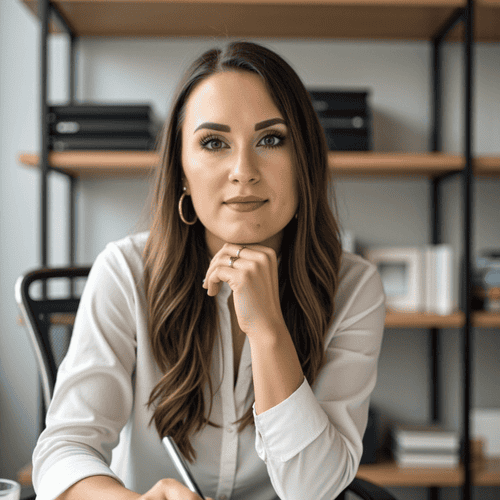 Finanzberaterin Sandra Lekarczyk im Home Office in Hamburg.